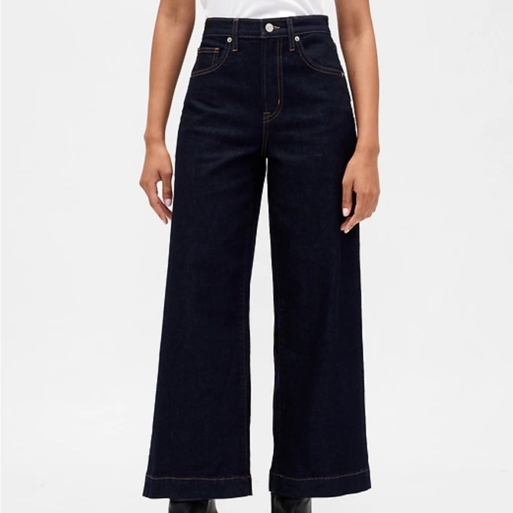 Gap High Rise Wide Leg Crop Jeans Dark Wash Size 25 New with Tags - Picture 2 of 5